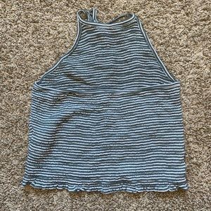 Green and white striped crop top